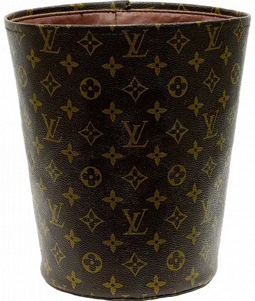 Cestino da ufficio in pelle con monogramma di Louis Vuitton, anni '90