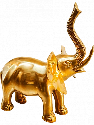 Gold brass elephant, 1960s