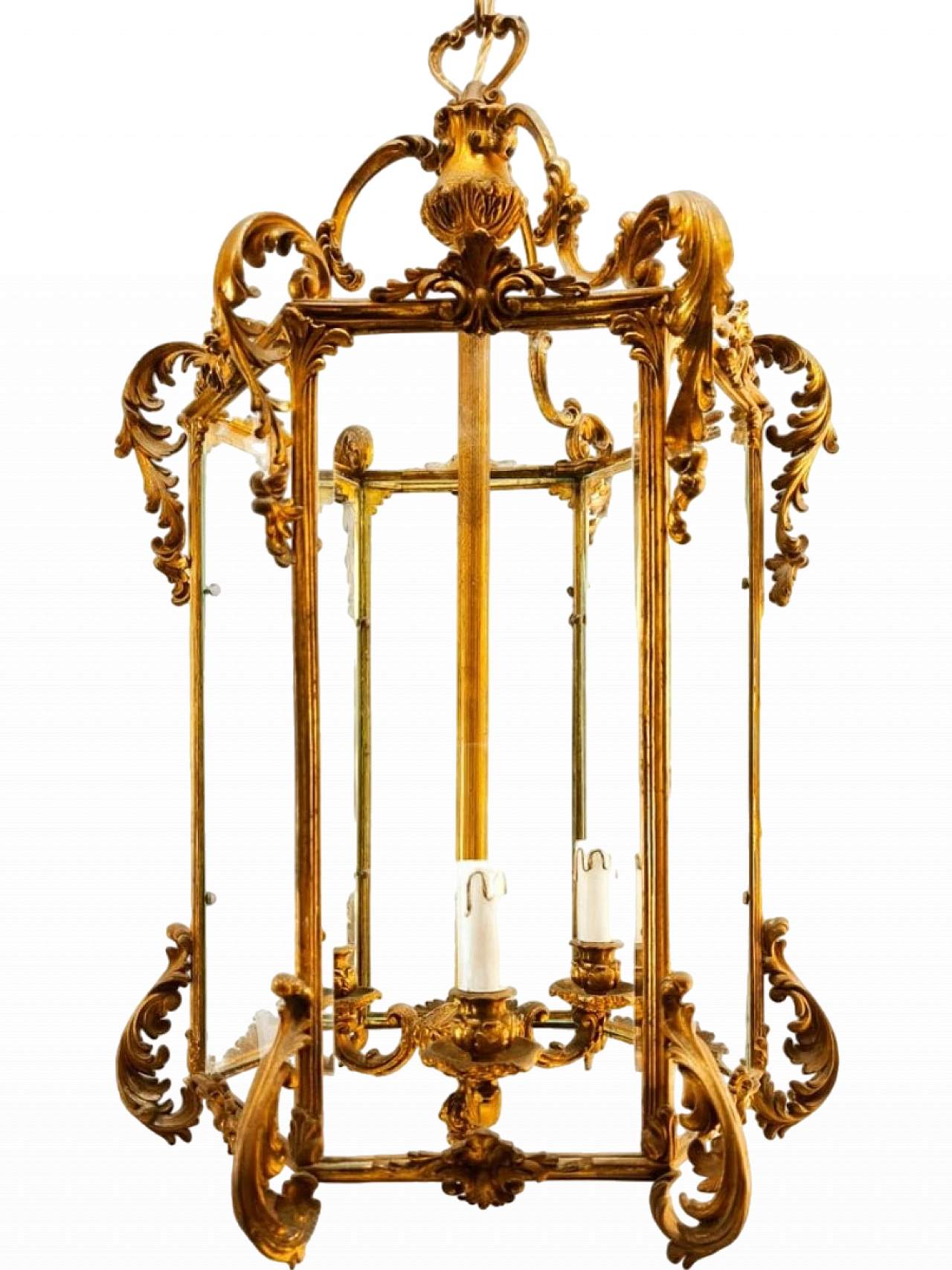 Bronze lantern with transparent glass, early 20th century 24