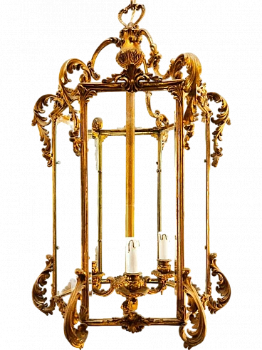 Bronze lantern with transparent glass, early 20th century