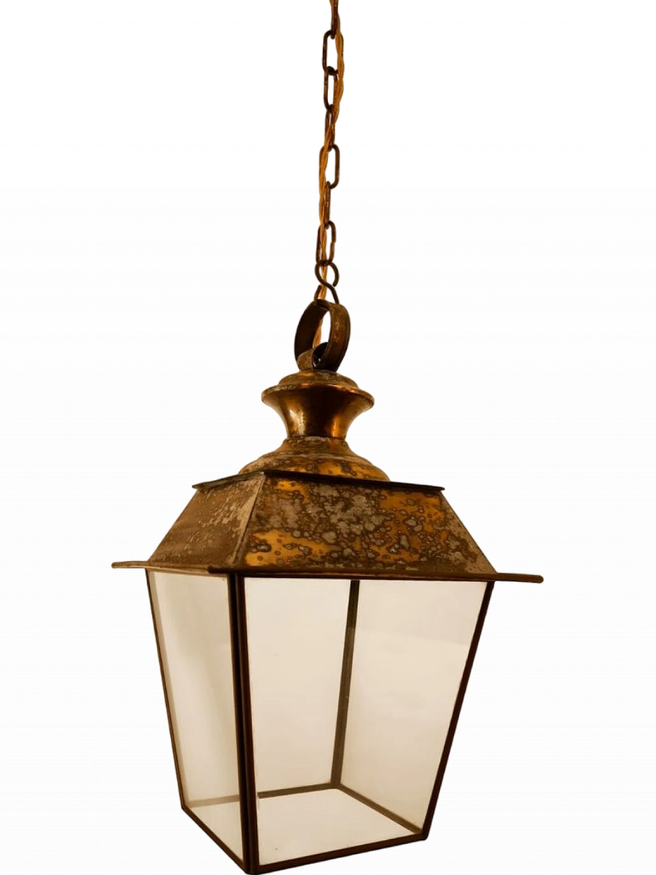 Glass and brass hanging lantern, 1950s 24