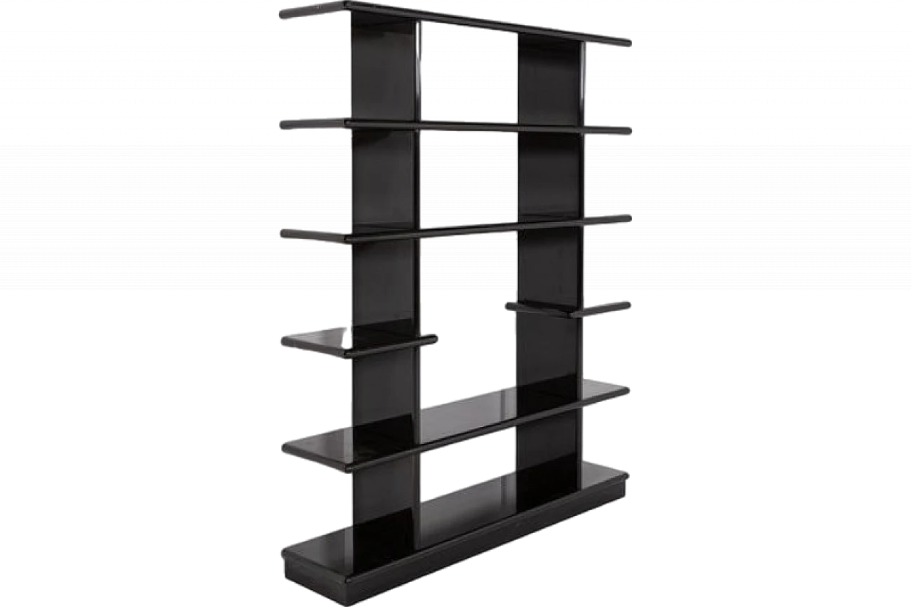 Black polished wood bookcase, 1980s 8