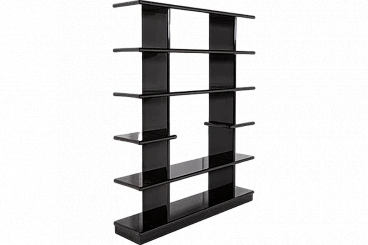 Black polished wood bookcase, 1980s