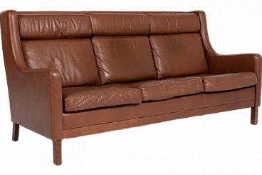 Danish cognac leather sofa, 1970s