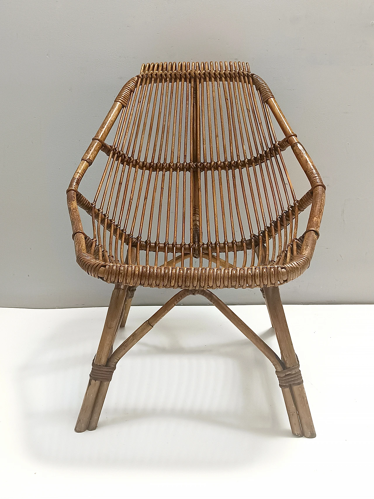 Bamboo lounge chair ascribable to Bonacina, 1950s 1