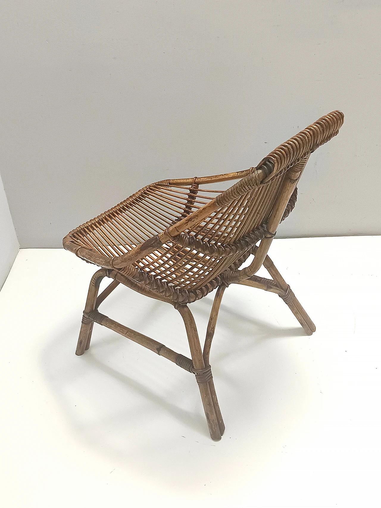 Bamboo lounge chair ascribable to Bonacina, 1950s 3