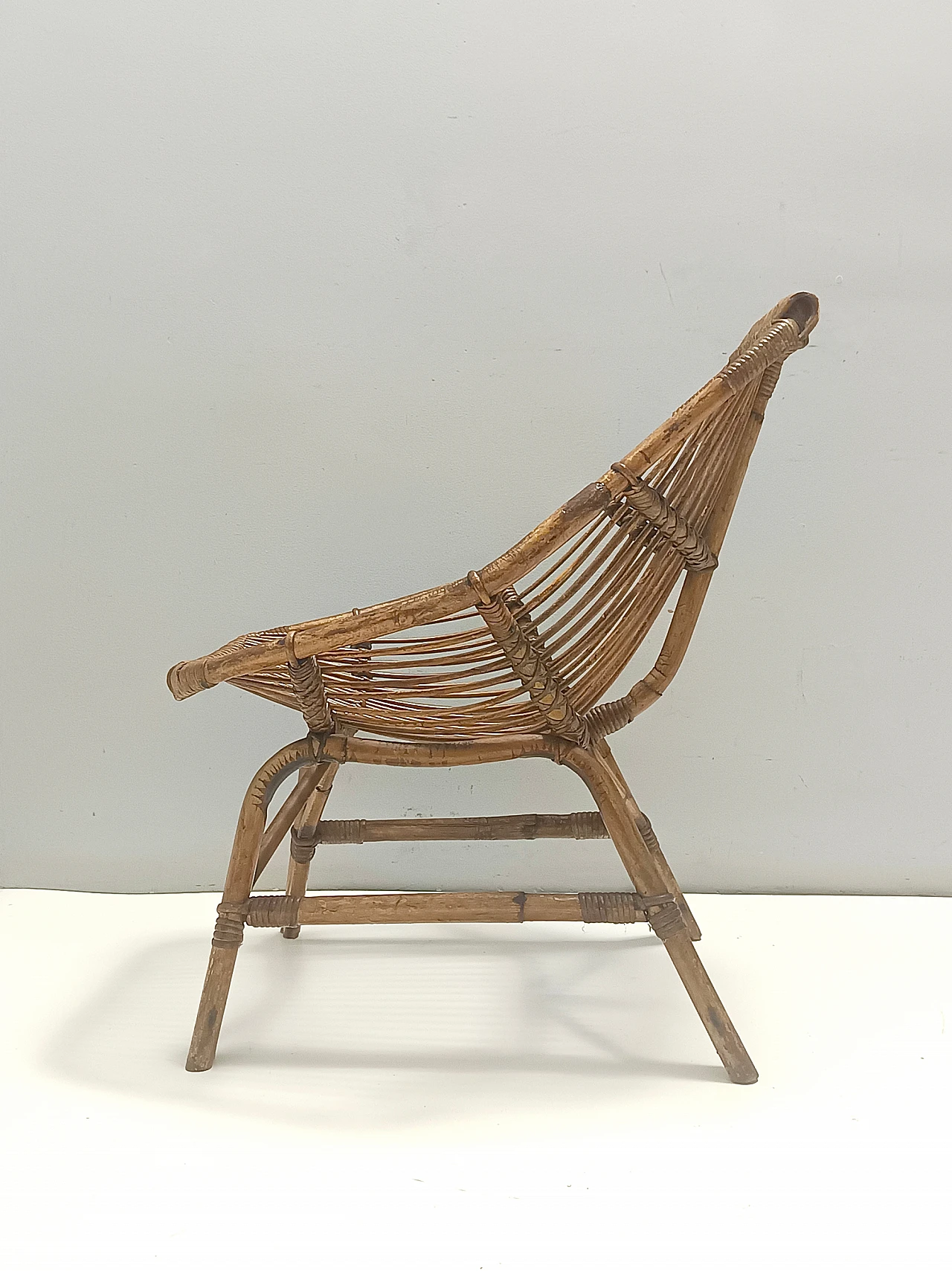 Bamboo lounge chair ascribable to Bonacina, 1950s 4