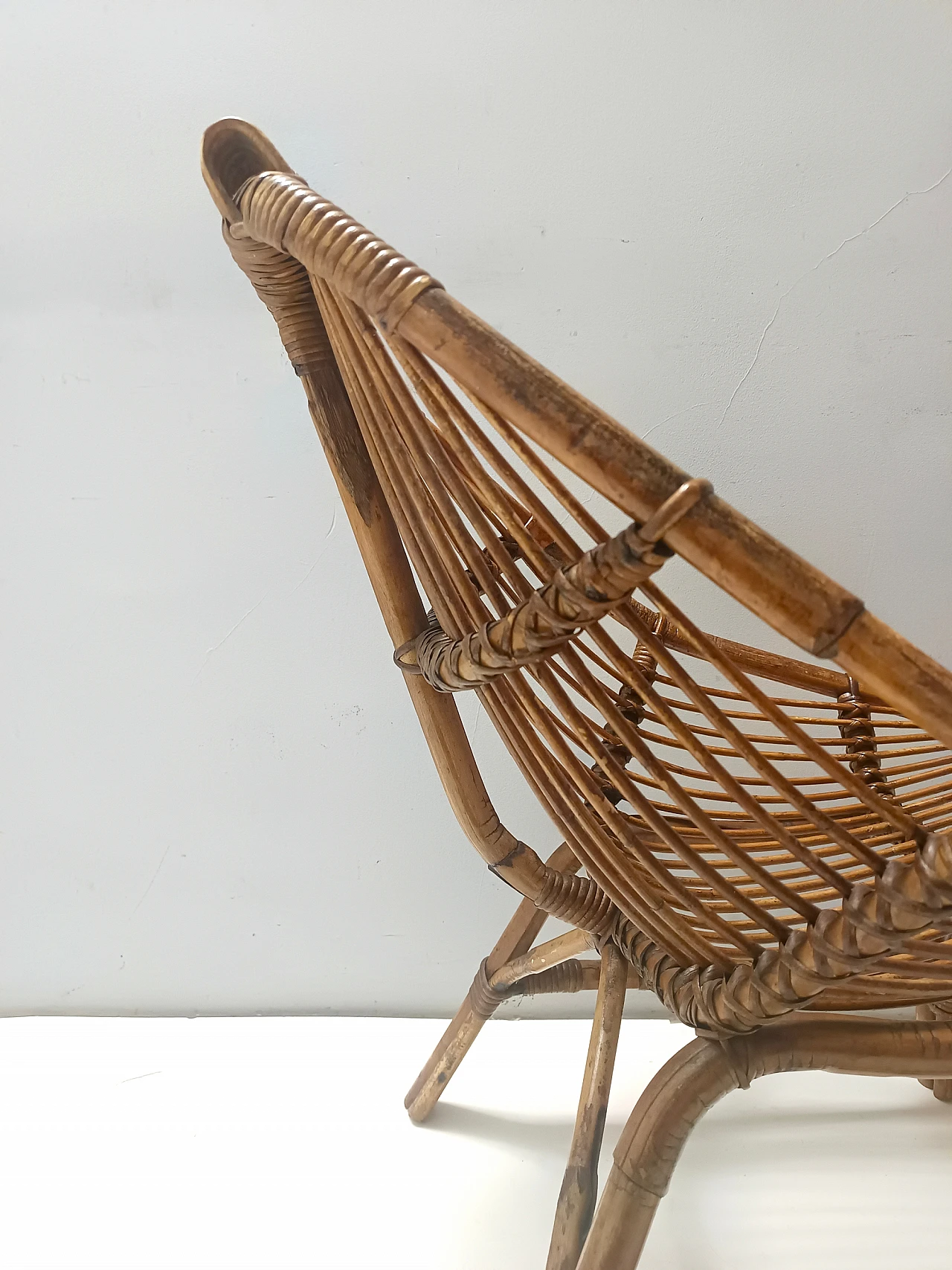 Bamboo lounge chair ascribable to Bonacina, 1950s 5