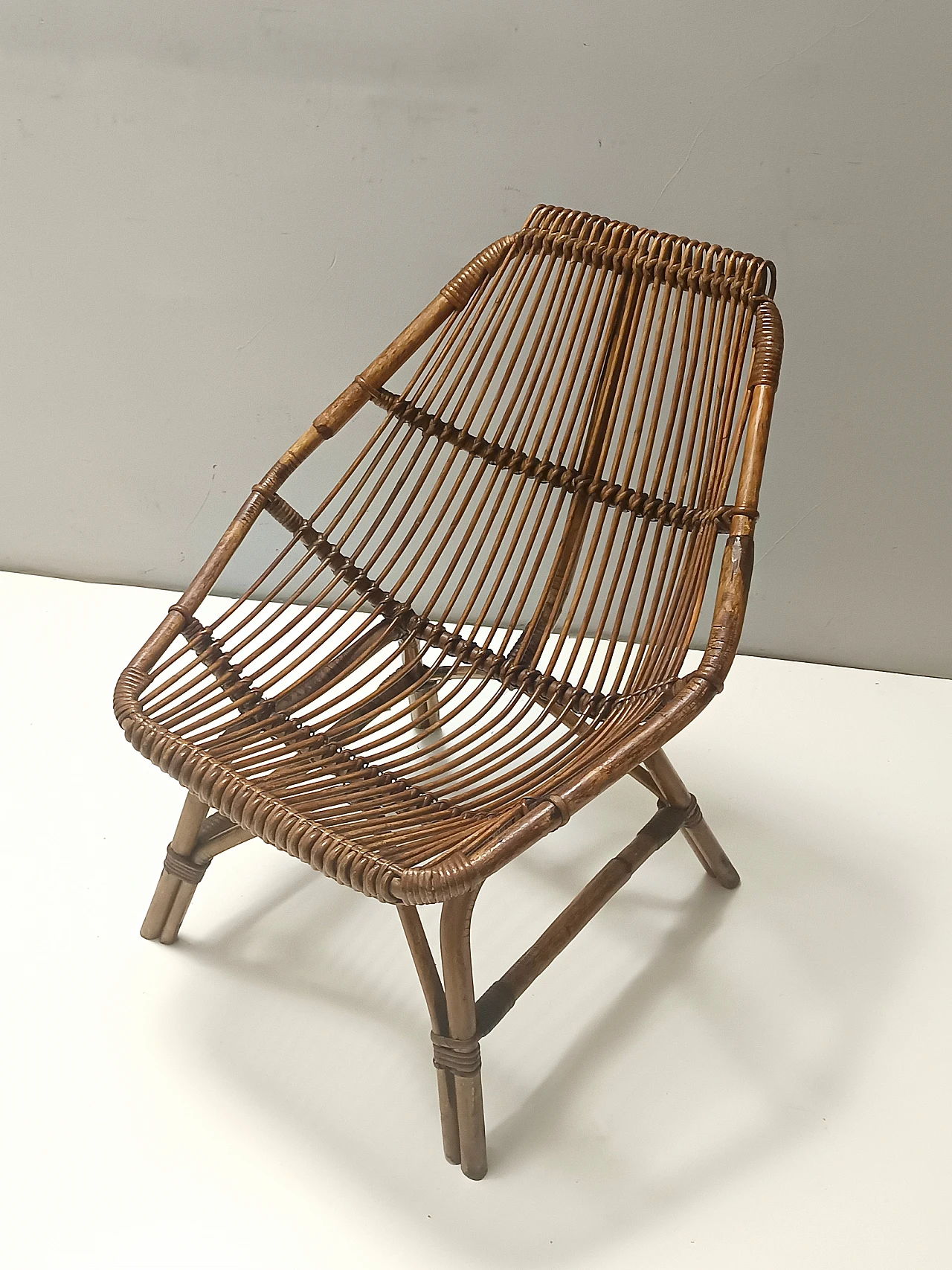 Bamboo lounge chair ascribable to Bonacina, 1950s 6