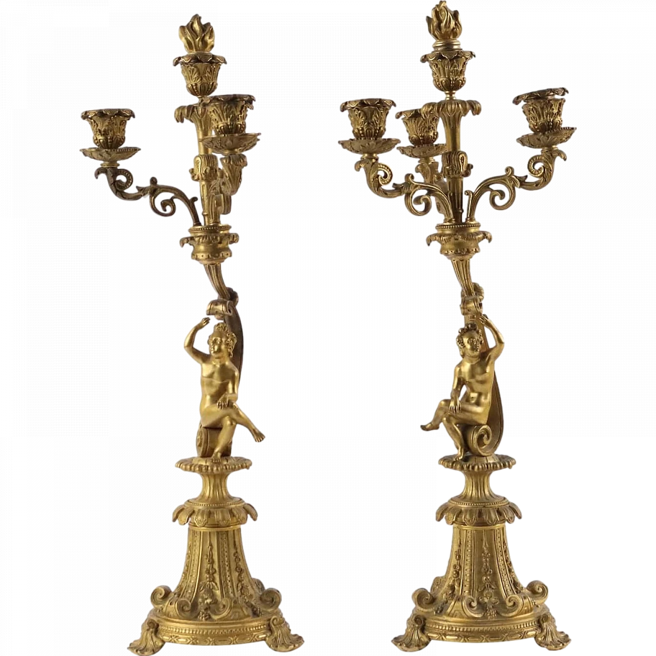 Antique Candelabra Gilded Bronze Italy XIX-XX Century 9