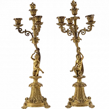 Antique Candelabra Gilded Bronze Italy XIX-XX Century