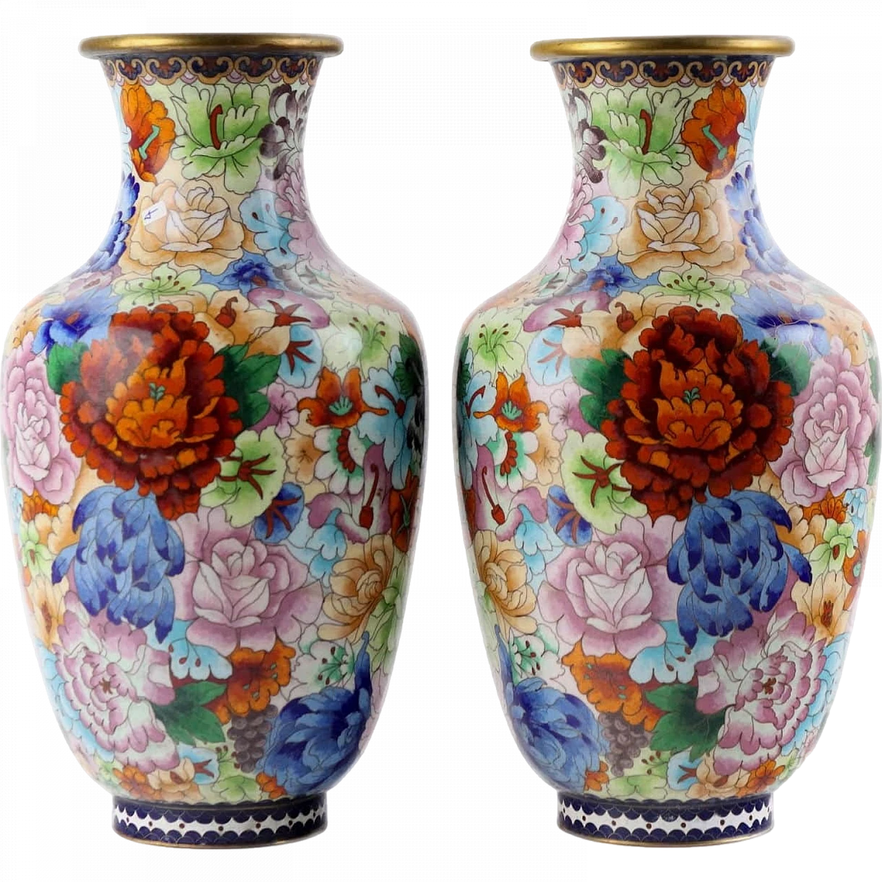 Cloisonnè vases multi-coloured decorations, XX Century 11