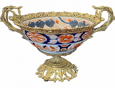 Imari ceramic centerpiece with bronze decoration, 19th century