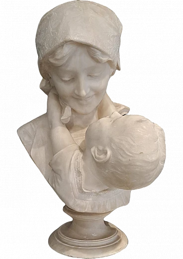 Antonio Frilli, Amore Materno, alabaster sculpture, early 20th c.