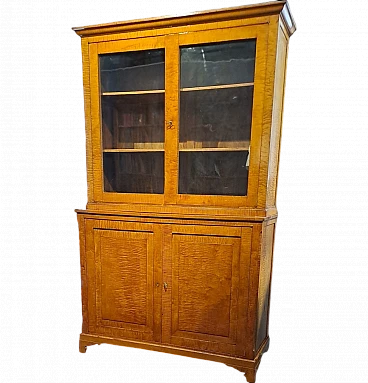 Biedermeier sideboard wood veneer with glass cabinets, 19th century