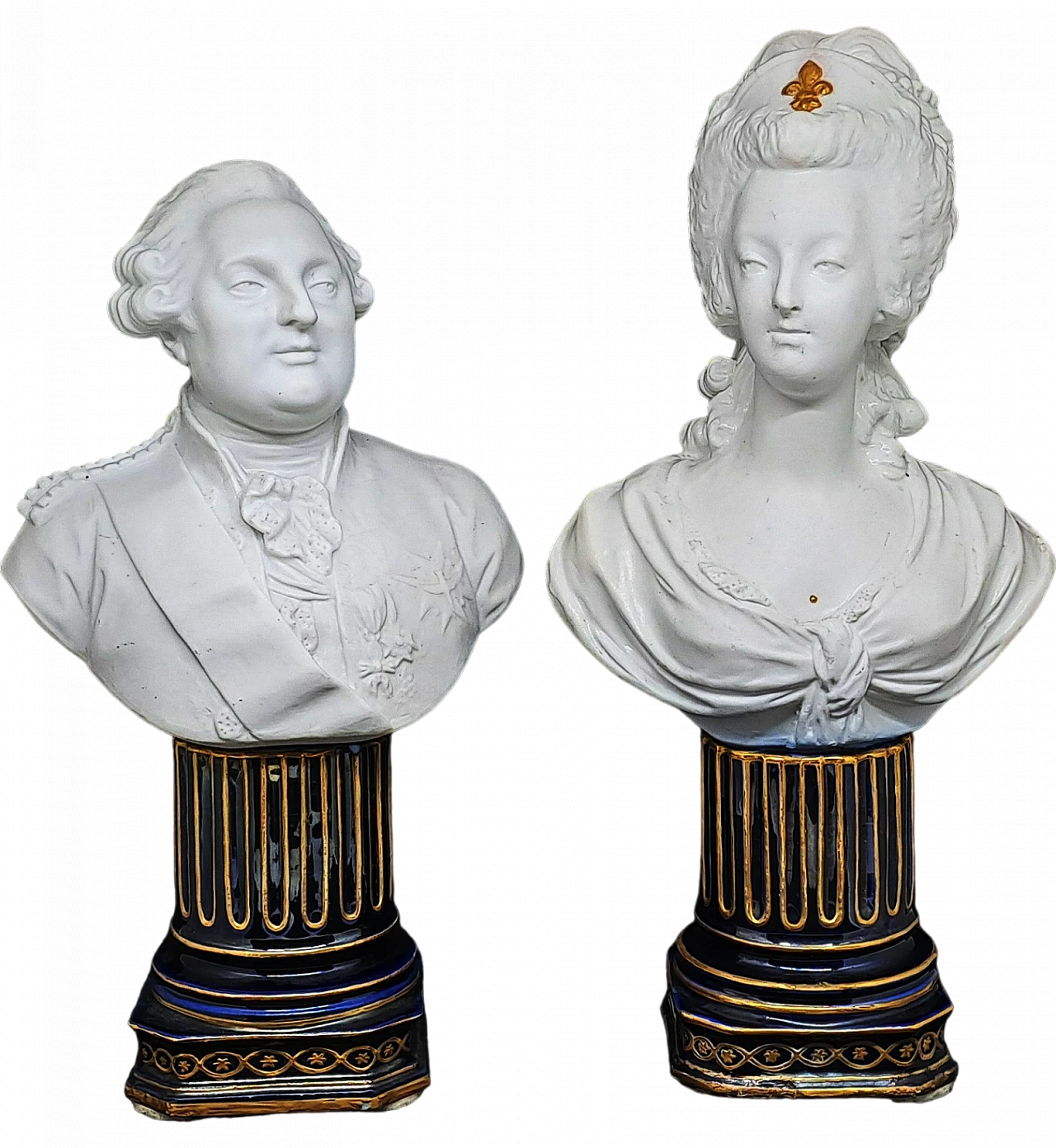 Maria Antoniette & Louis XVI, busquit busts, Sevres, 19th century 11