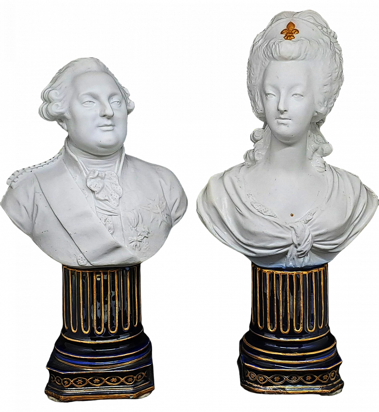 Maria Antoniette & Louis XVI, busquit busts, Sevres, 19th century 12