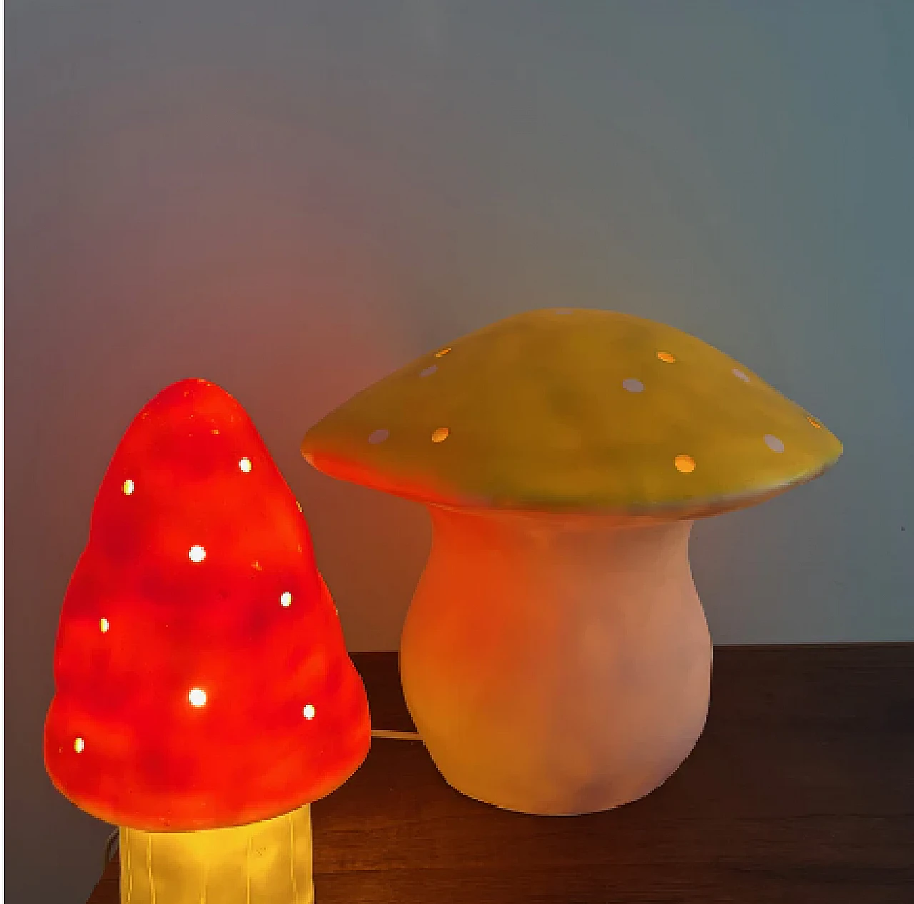 Pair of mushroom magic lamps, 1980s 4