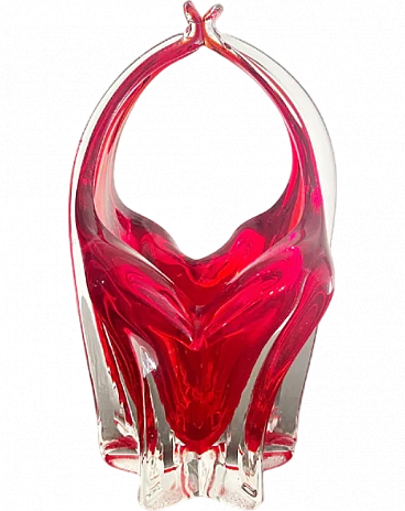 Red Murano glass basket, 1960s