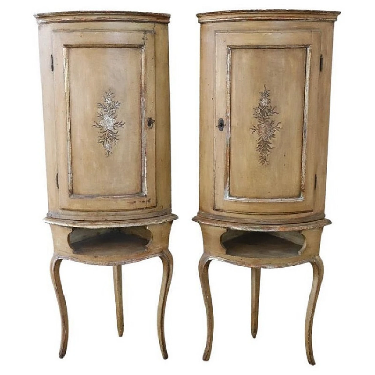 Pair of antique corner cupboards, Louis XV, 18th century 1