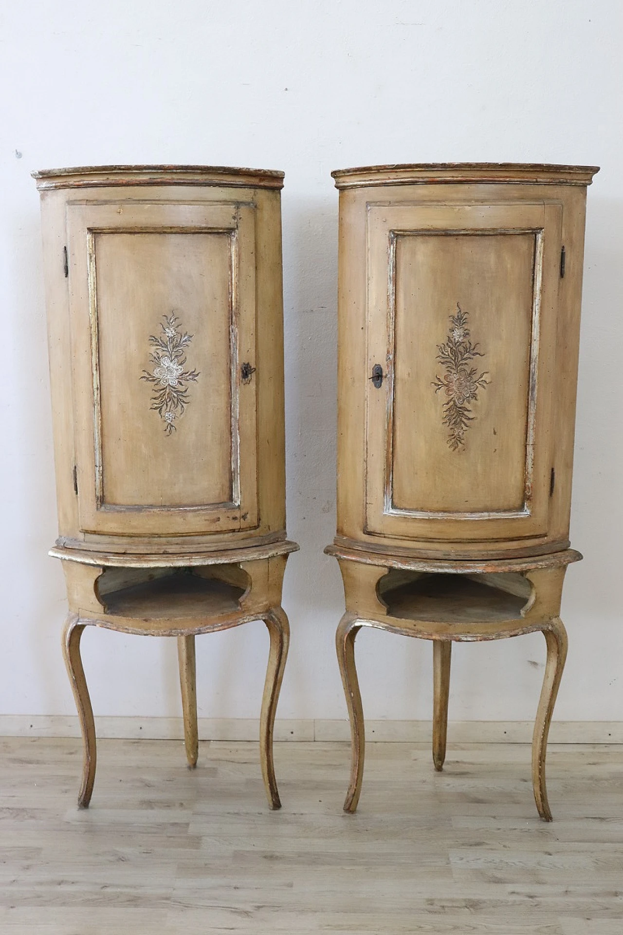 Pair of antique corner cupboards, Louis XV, 18th century 16