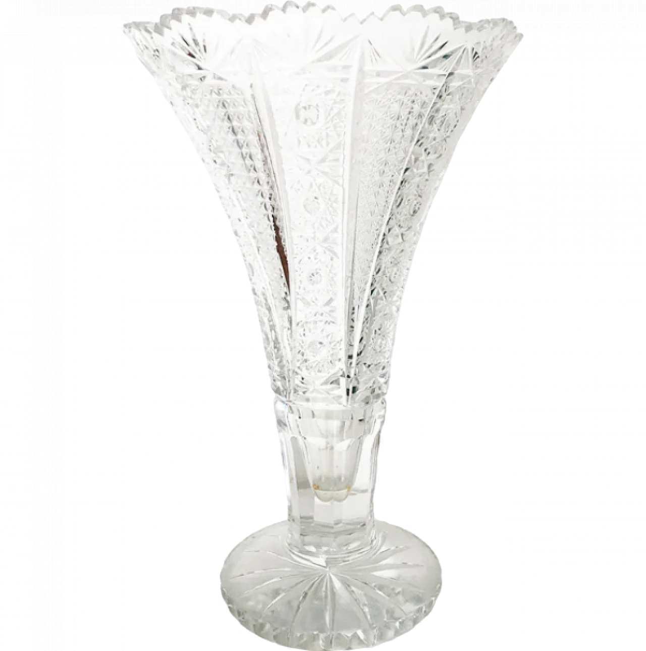 Transparent Bohemia crystal vase inlaid with wheel, early 20th century 6