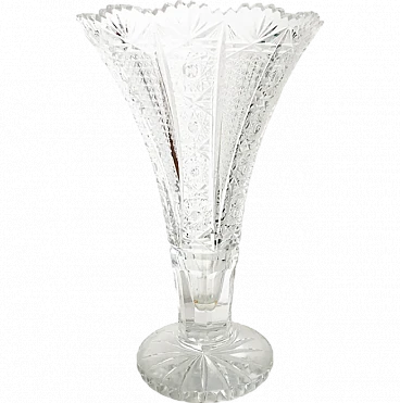 Transparent Bohemia crystal vase inlaid with wheel, early 20th century