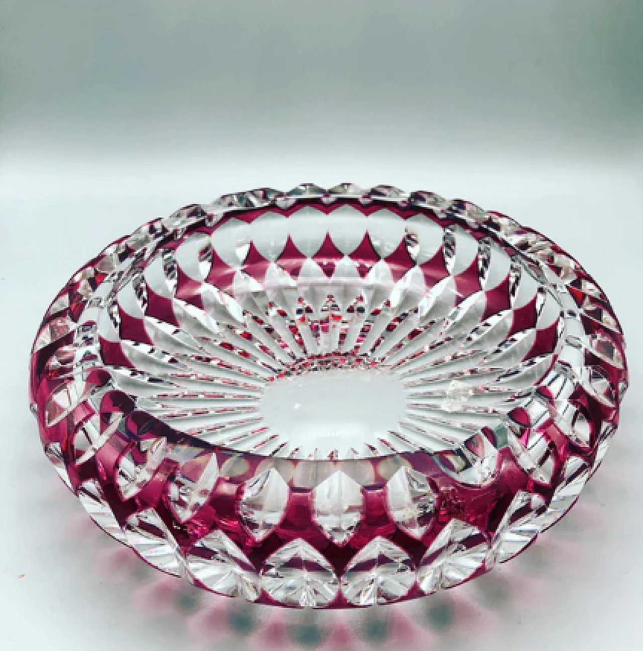 Bordeaux Bohemia crystal tray, early 20th century 3