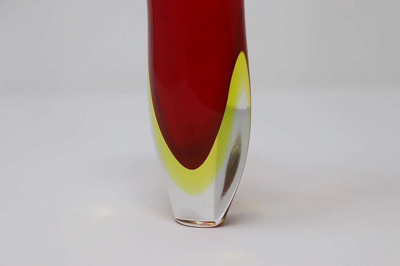 Red submerged glass vase, Murano, 1960s 6