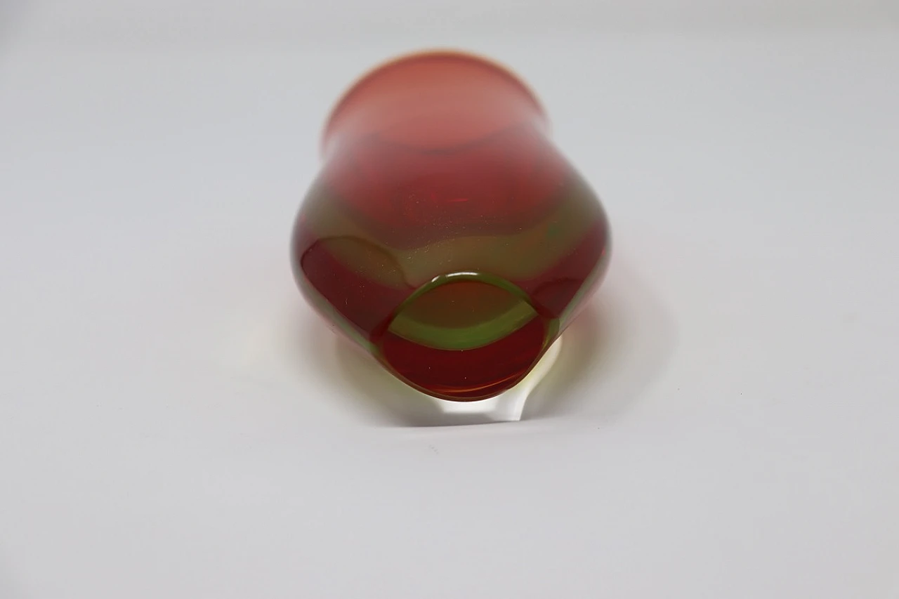 Red submerged glass vase, Murano, 1960s 9