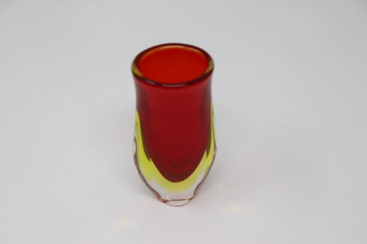 Red submerged glass vase, Murano, 1960s 11