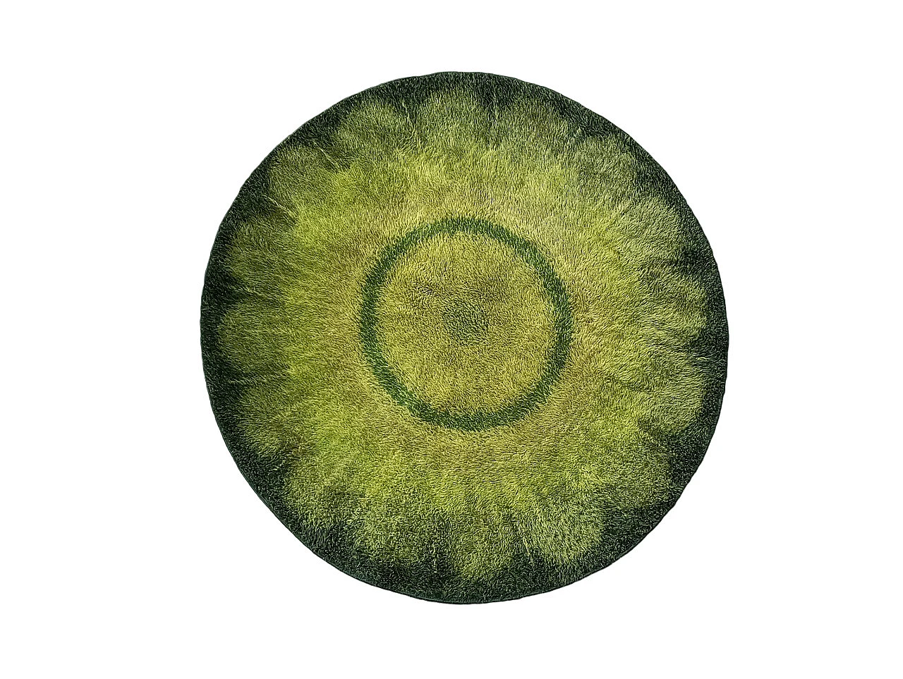 Green round rug Denmark 1970s Desso 1