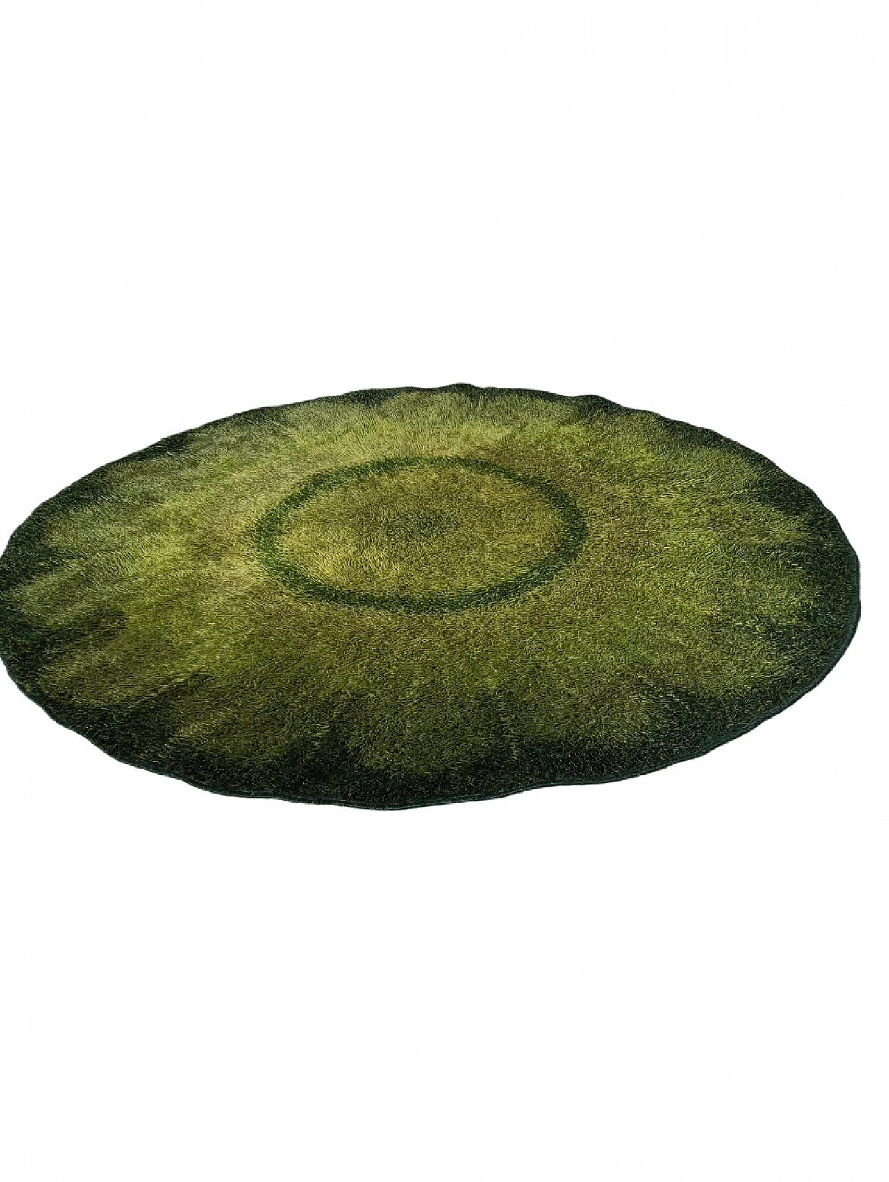 Green round rug Denmark 1970s Desso 2