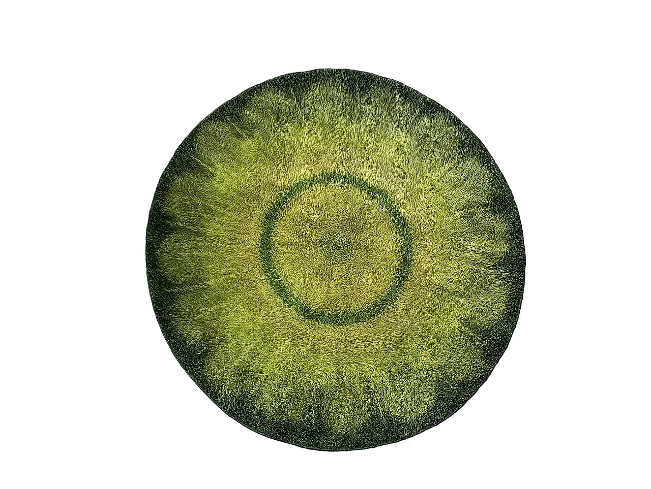 Green round rug Denmark 1970s Desso 6