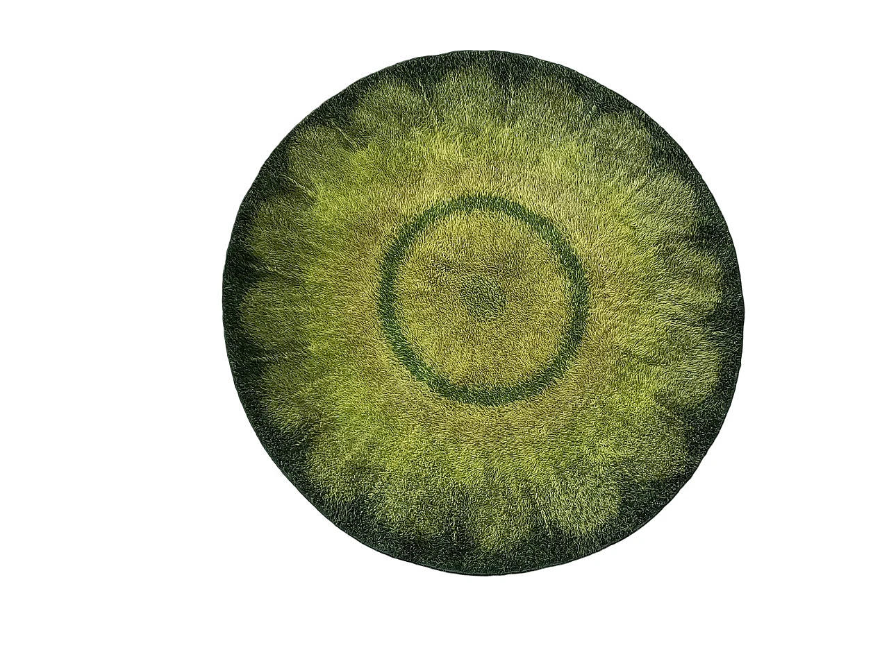 Green round rug Denmark 1970s Desso 9