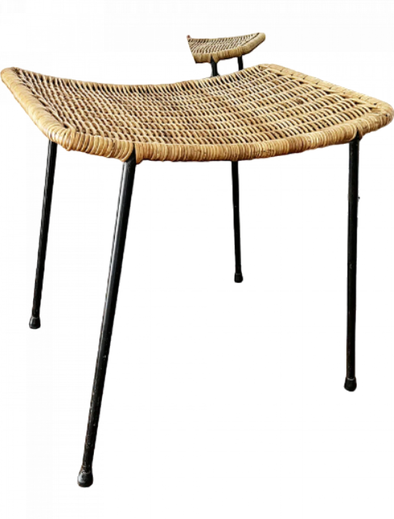 Wicker and iron pouf by Gianfranco Lagel, 1960s 2