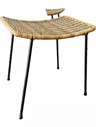 Wicker and iron pouf by Gianfranco Lagel, 1960s