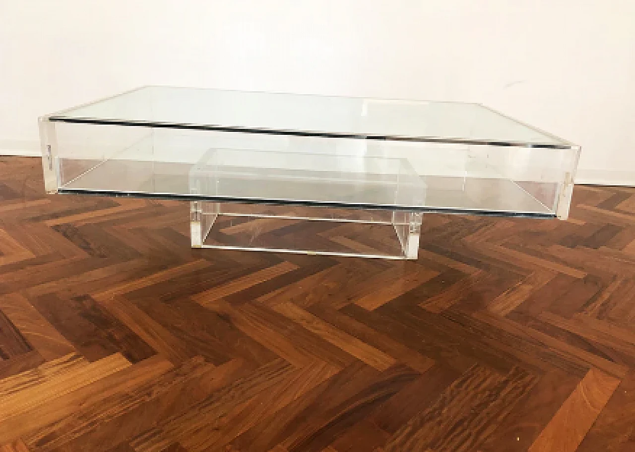 Plexiglass and glass coffee table, 1970s 2