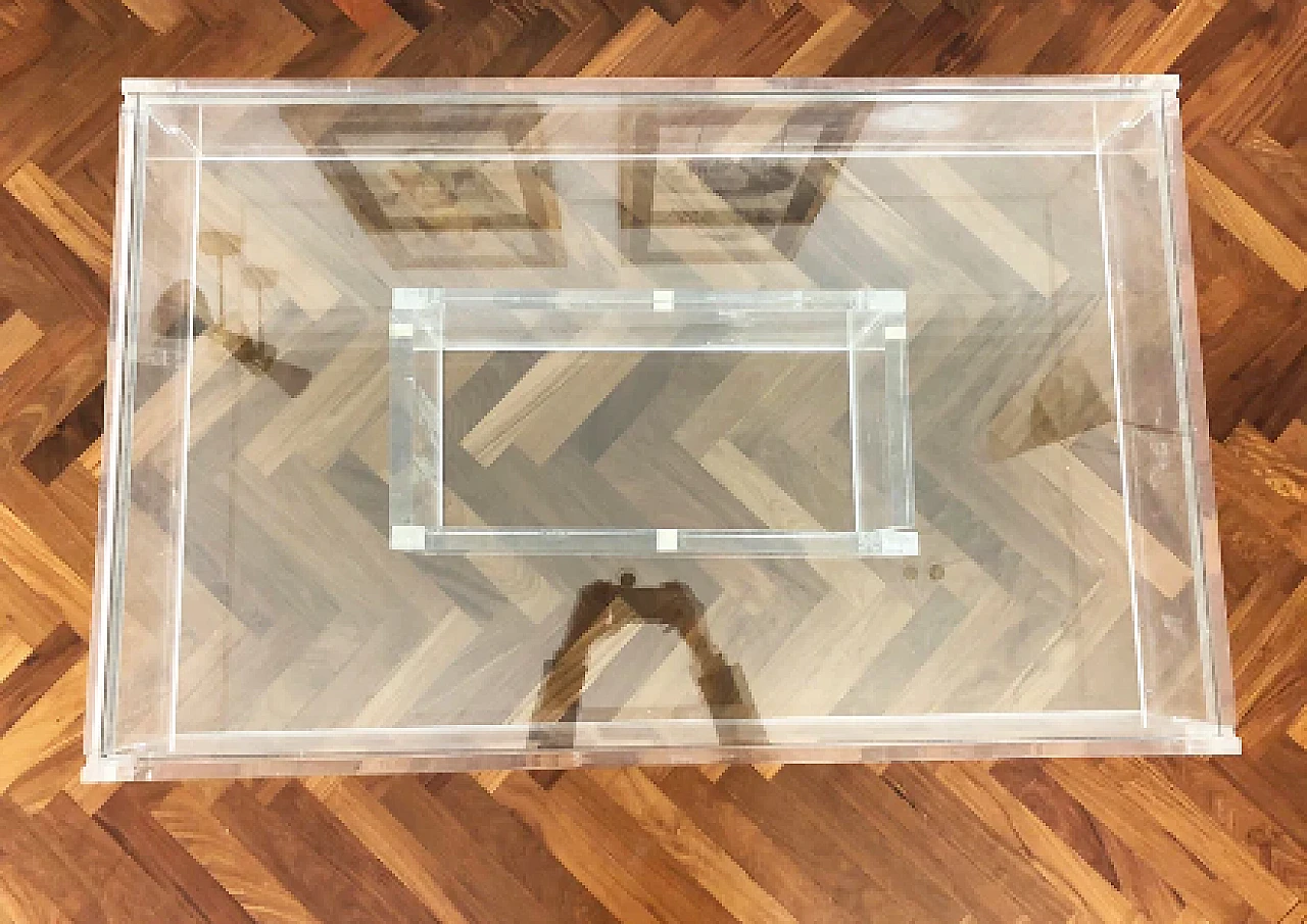 Plexiglass and glass coffee table, 1970s 3