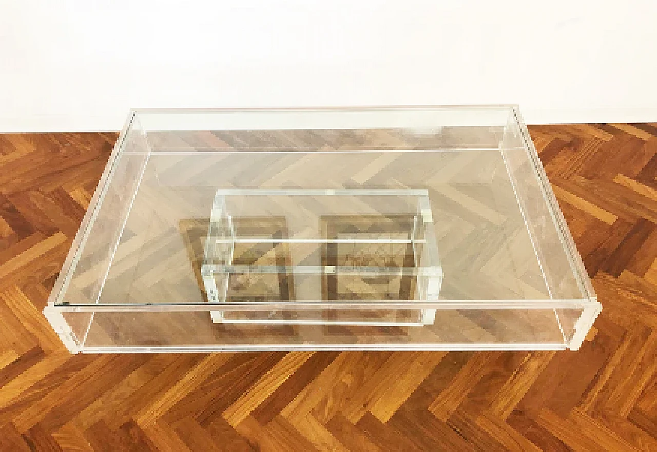 Plexiglass and glass coffee table, 1970s 4