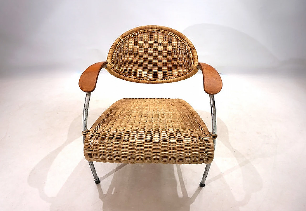 Streamline rattan lounge armchair, 1970s 4