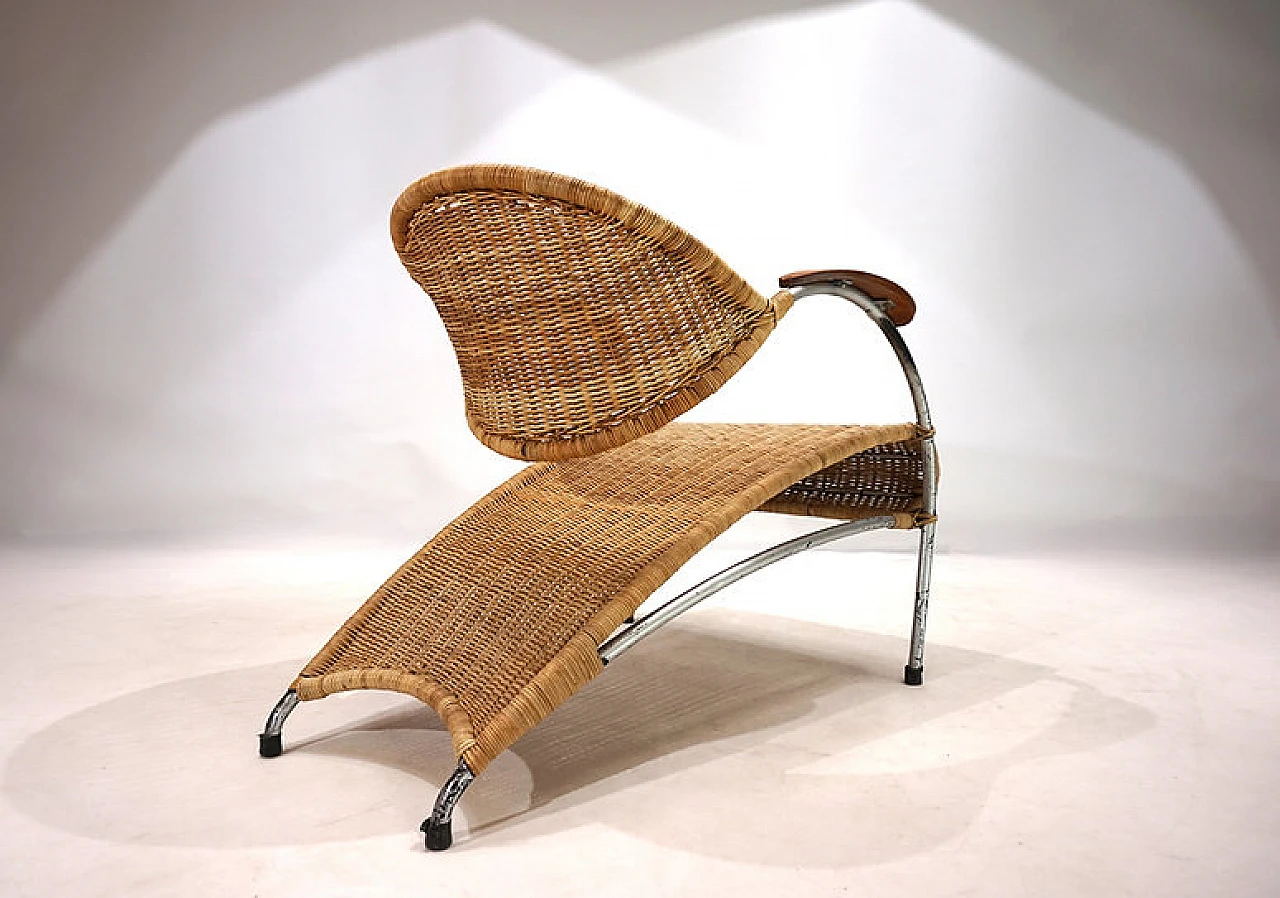 Streamline rattan lounge armchair, 1970s 5