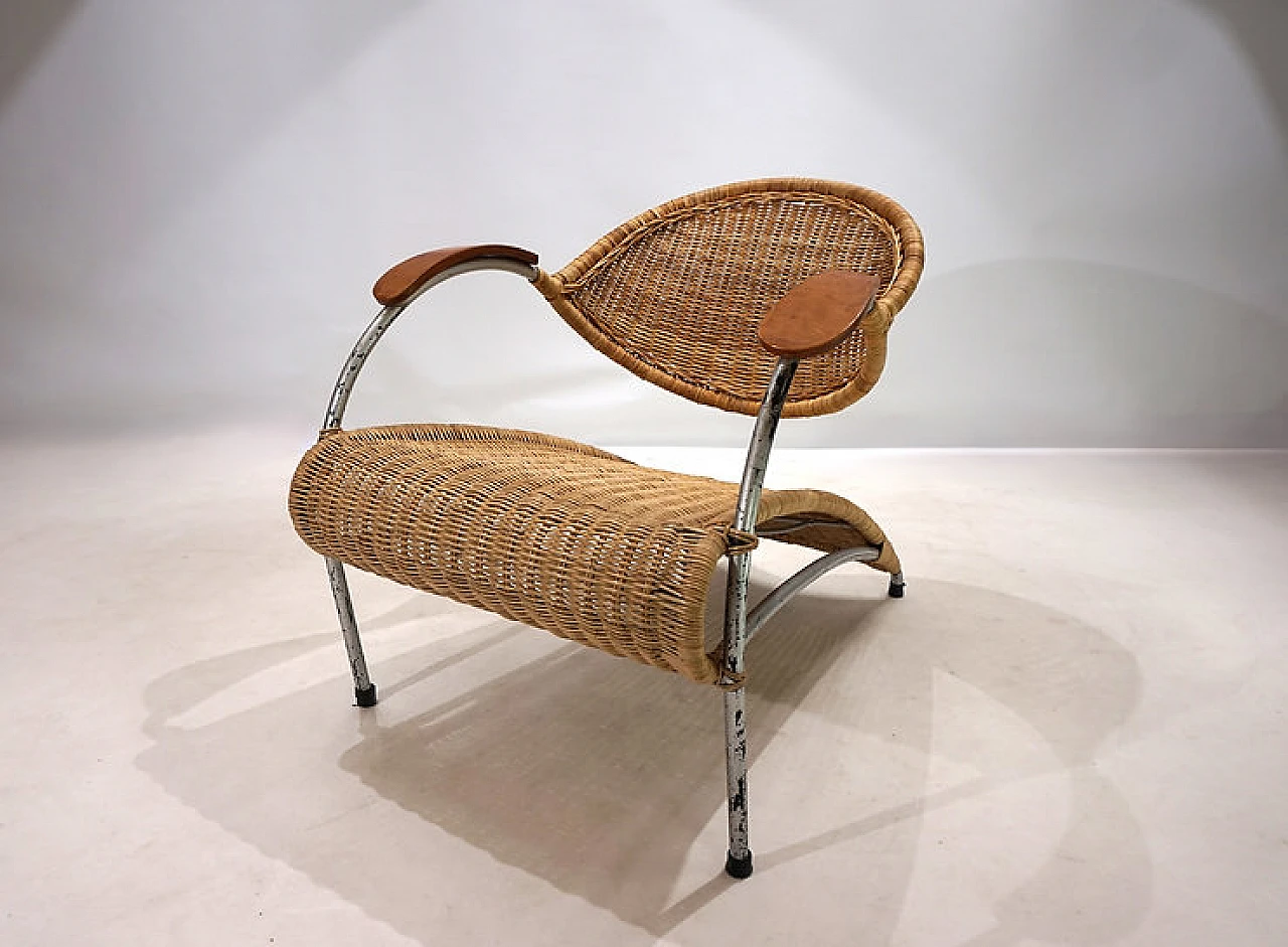 Streamline rattan lounge armchair, 1970s 7