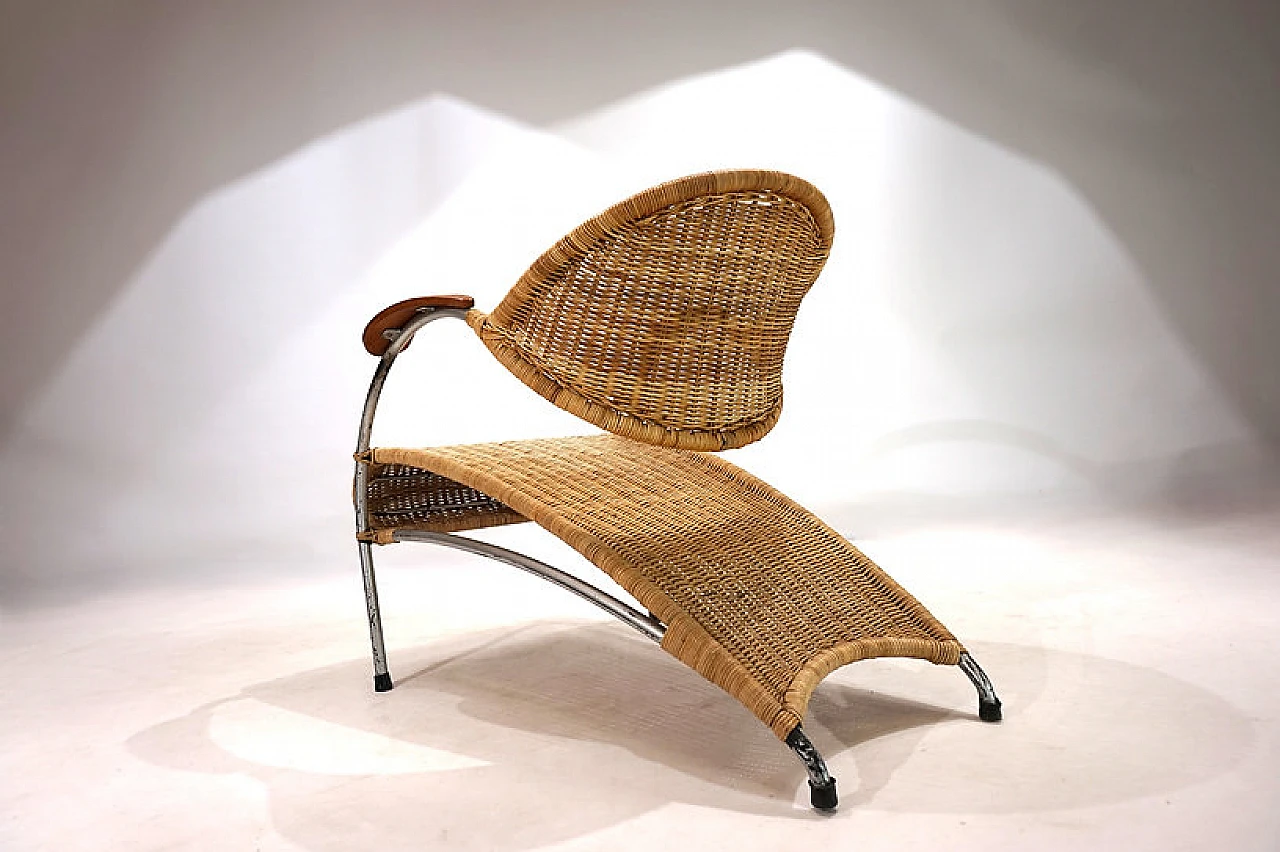 Streamline rattan lounge armchair, 1970s 8