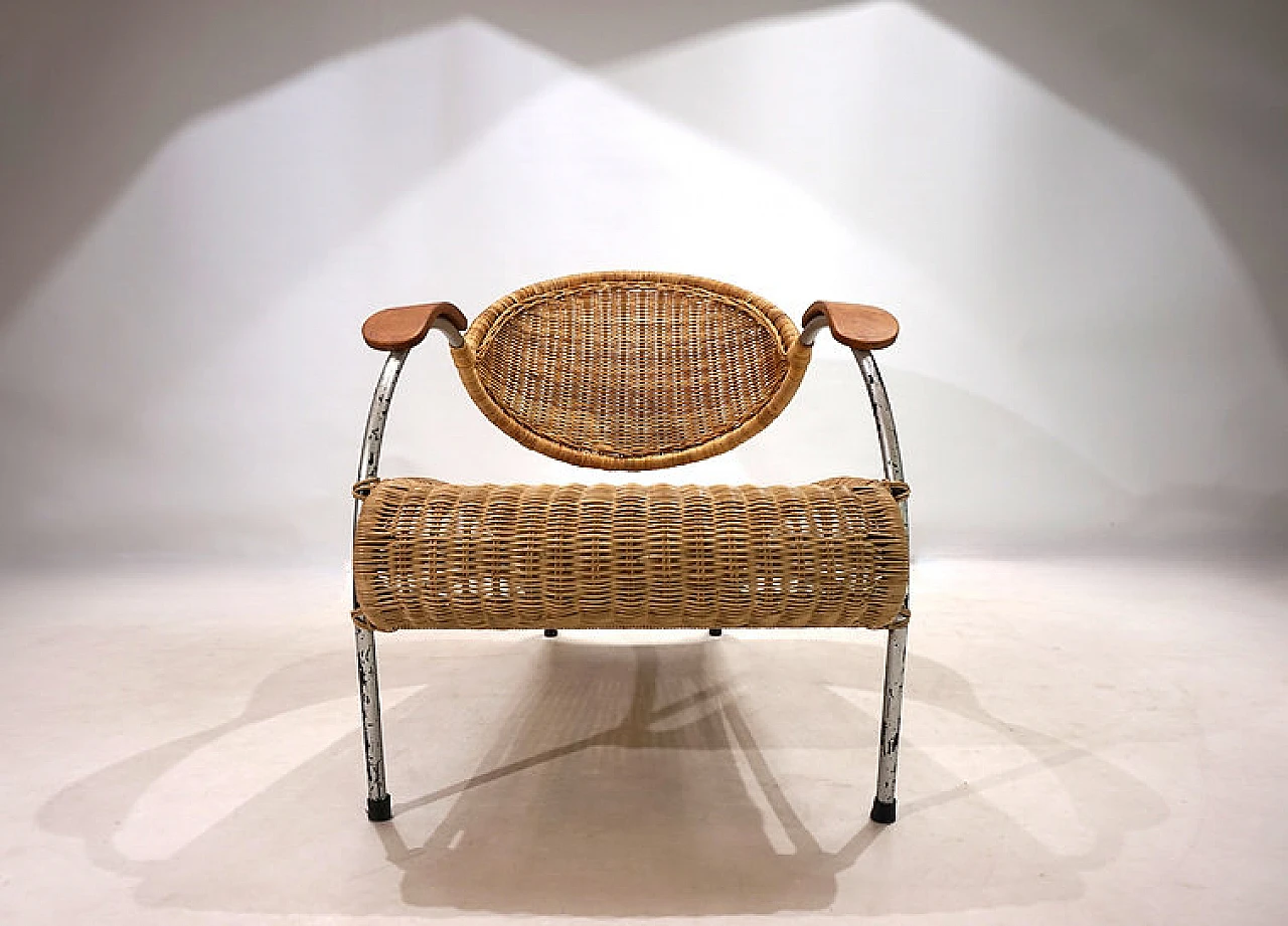 Streamline rattan lounge armchair, 1970s 13