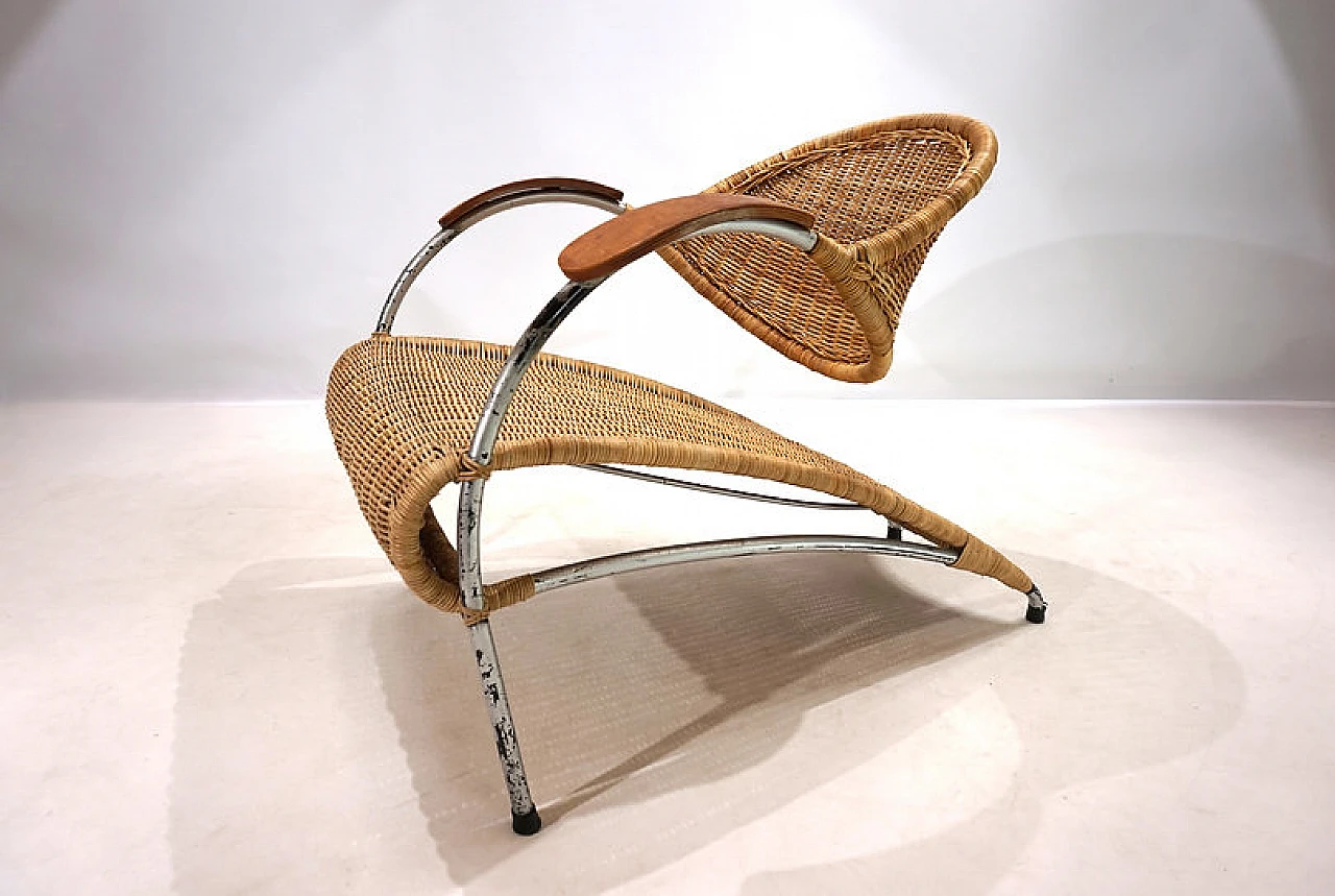 Streamline rattan lounge armchair, 1970s 15