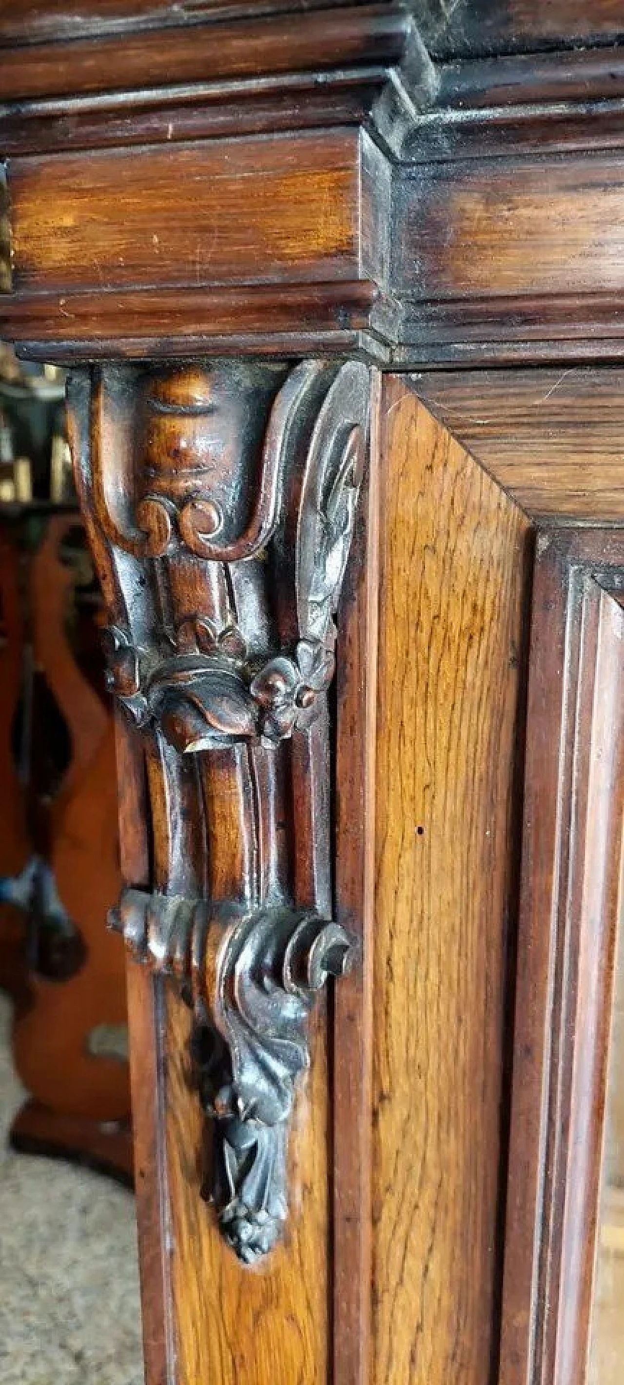 Libreria o vetrina in legno e marmo di Carrara, '800 4