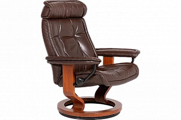 Relax armchair in brown leather by Ekornes, late 20th century