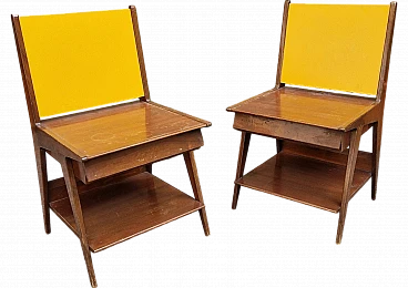 Pair of bedside tables in walnut by Silvio Cavatorta, 1950s