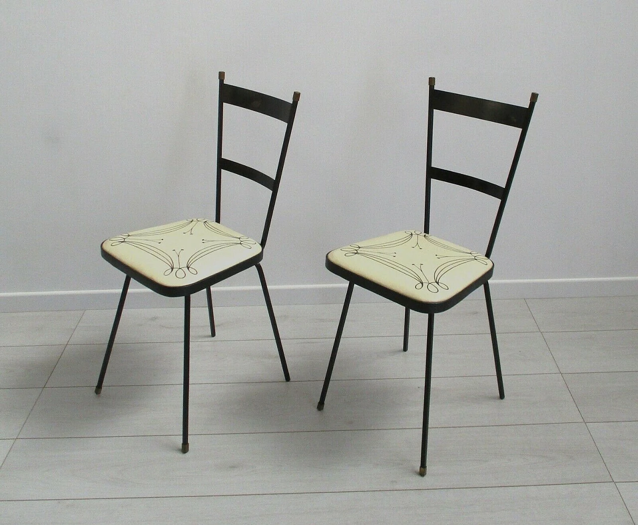 Pair of Fornasetti metal armchairs from the 1960s 3